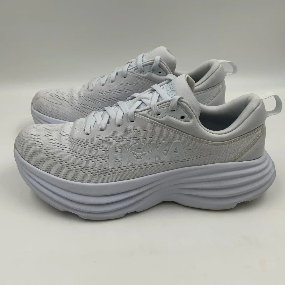 Hoka Bondi 8 Women's Running Shoes White Size 9.5D Extra Wide Sneakers